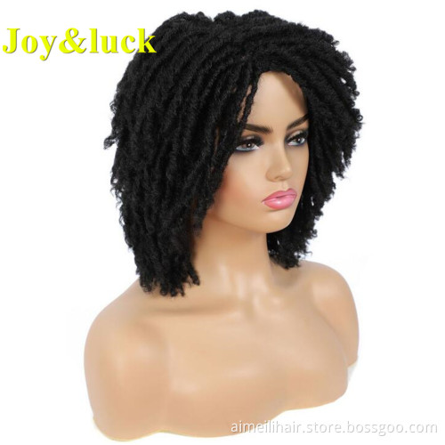 Wholesale Price Short Braiding Soft Dread Lock Wig For African Black Women Ombre Burgundy Dreadlock Synthetic Braided Wig